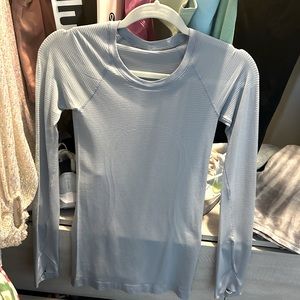 Lululemon swiftly speed long sleeve- sheer stripe ice cap